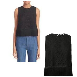 Derek Lam 10 Crosby Fringe Hem Lace Crop Top